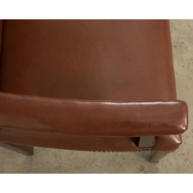 Coffee English Georgian Style Faux Leather Naugahyde Hall Chair For Sale - Image 8 of 13