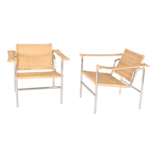 Wicker and Chrome Chairs, 1980s, Set of 2 For Sale