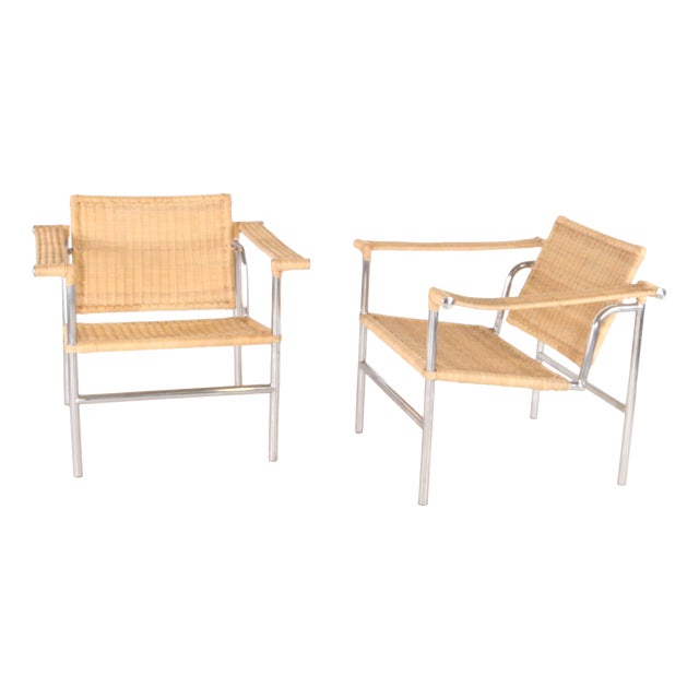 Wicker and Chrome Chairs, 1980s, Set of 2 For Sale
