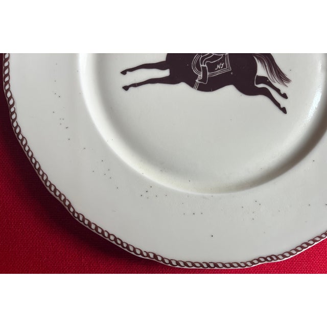 1930s Large French Paris Porcelain Art Deco Charger Plate With Equestrian Silhouette of Horse & Rider Manner of Gio Ponti Signed Primavera For Sale - Image 5 of 6