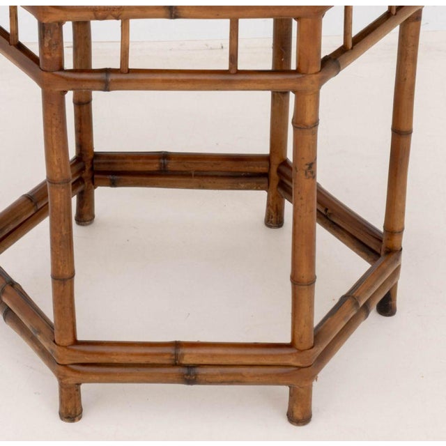 Wood Bamboo Hexagonal Occasional Table For Sale - Image 7 of 7
