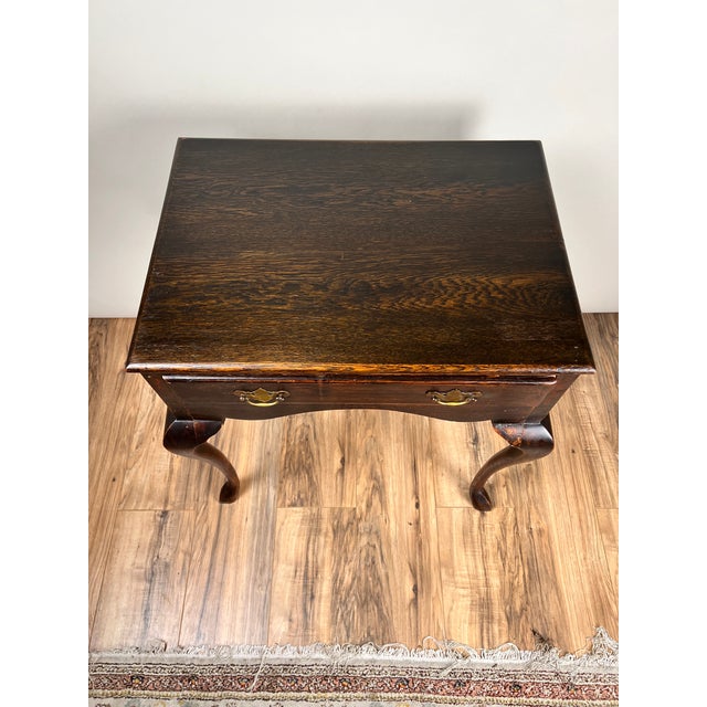 Antique Queen Anne Style George III Oak One Drawer Stand C. Late 18th Century For Sale - Image 4 of 8