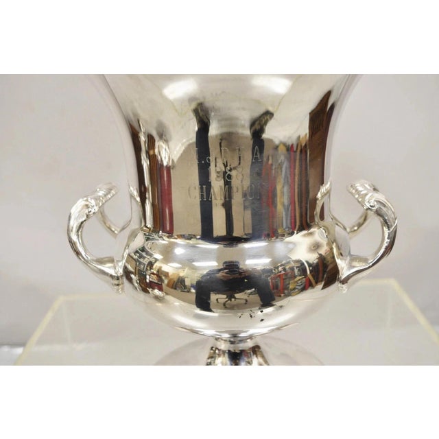 Victorian Vintage Njpha 1988 Champion Silver Plate Trophy Cup Champagne Chiller Ice Bucket For Sale - Image 3 of 12