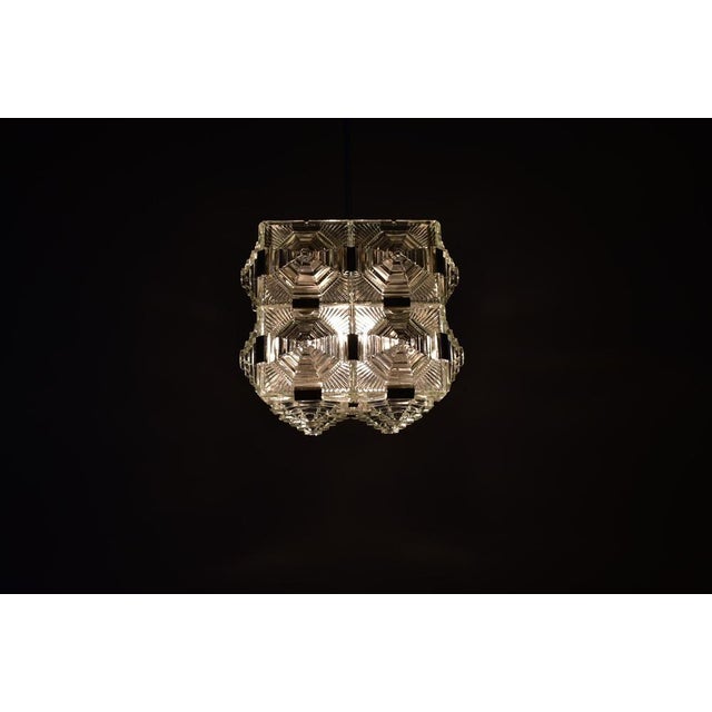 Brutalist Glass Chandelier attributed to Kamenicky Senov, 1970s For Sale - Image 15 of 16