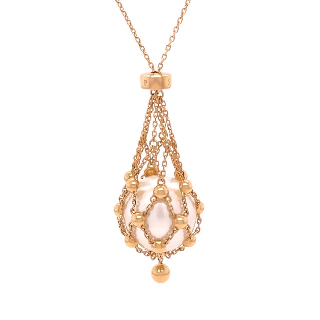 Paspaley 18ct Yellow Gold Lavalier Australian South Sea Pearl Necklace 15mm 12.63g For Sale - Image 4 of 10