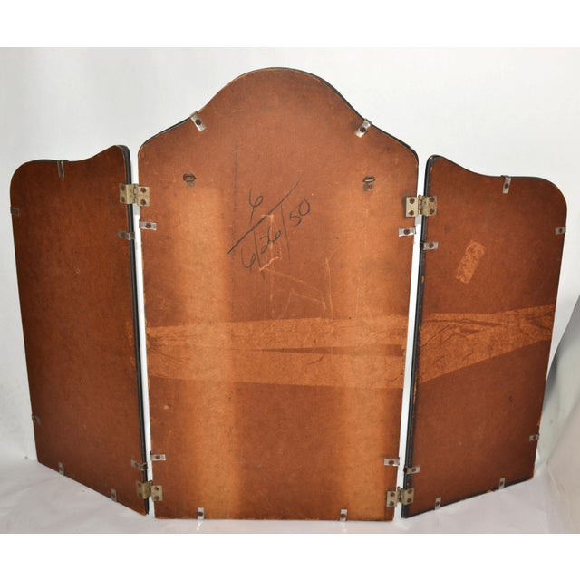 1930s French Art Deco Arched 3-Panel Beveled Mantel Vanity Wall Mirror For Sale - Image 10 of 12