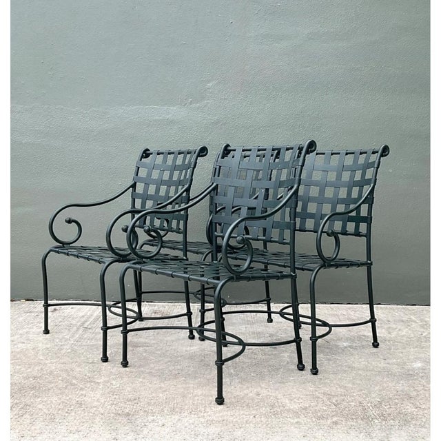 Mid-Century Modern Brown Jordan “Florentine” Aluminum Outdoor Armchairs - Set of Four For Sale - Image 3 of 6