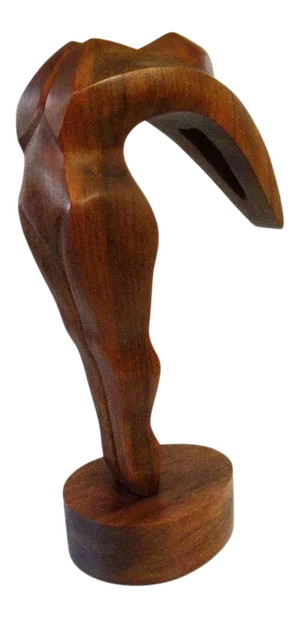 Vintage Mid Century Wood Hand Carved Sculpture - Arched Female
