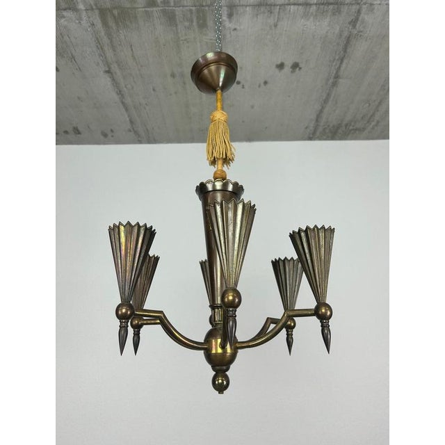 Cubist hanging lamp by Dagobert Peche in excellent original condition. This piece is attributed to the mentioned...