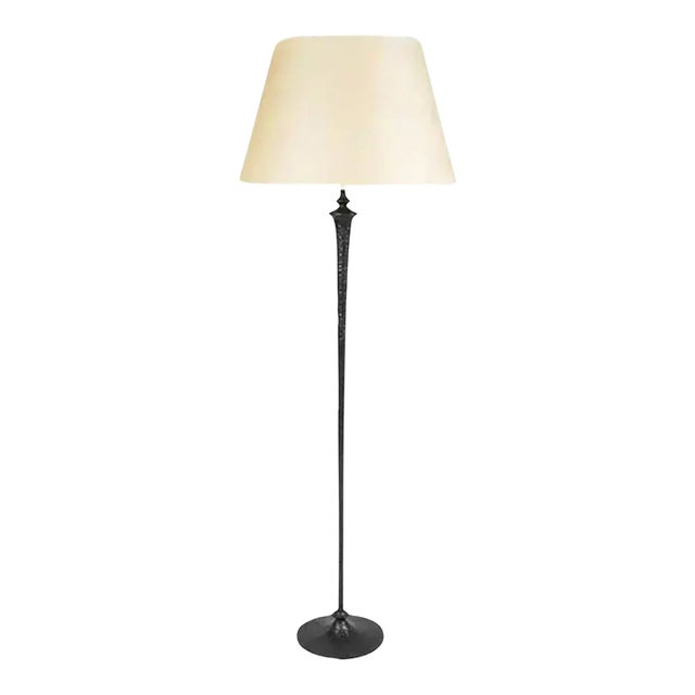1980s Modern Giacometti Style Solid Bronze Standing Floor Lamp For Sale
