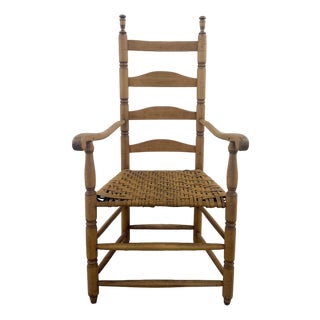 Antique Ladder Back Chair Woven Early 19th Century For Sale