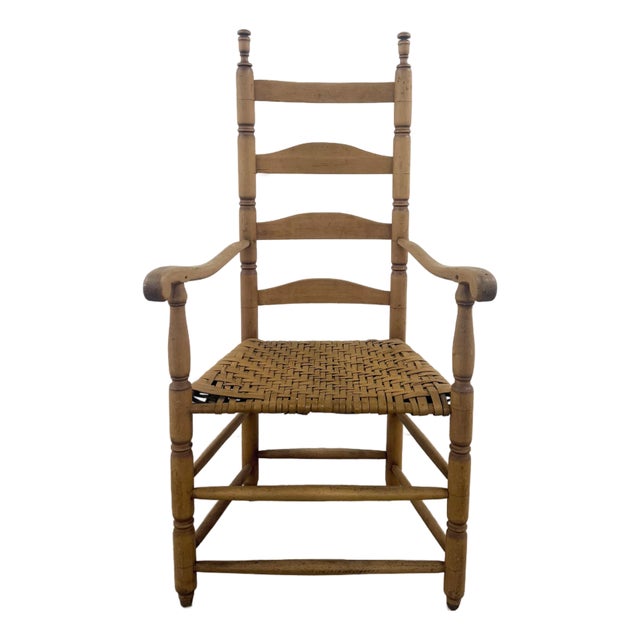Antique Ladder Back Chair Woven Early 19th Century For Sale