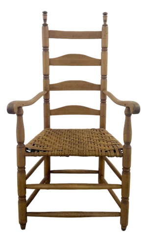 Antique Ladder Back Chair Woven Early 19th Century
