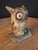 1950s Vintage Cast Iron Owl on Stump Still Bank Gold Finish 3.7" Moore Pg 90 #599 For Sale - Image 5 of 18