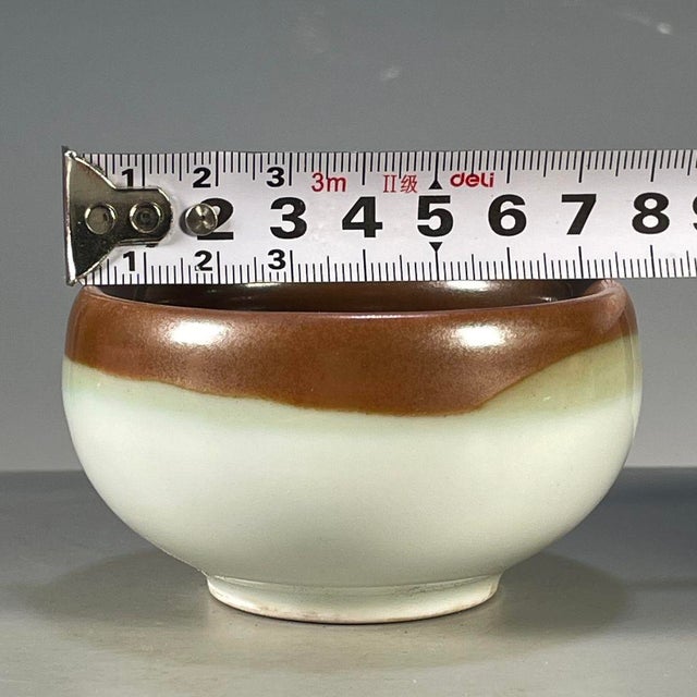 Chinese Brown & White Glazed Porcelain Tea Cup For Sale - Image 4 of 9