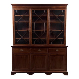 Large Antique 18th Century English Georgian Mahogany Bookcase For Sale