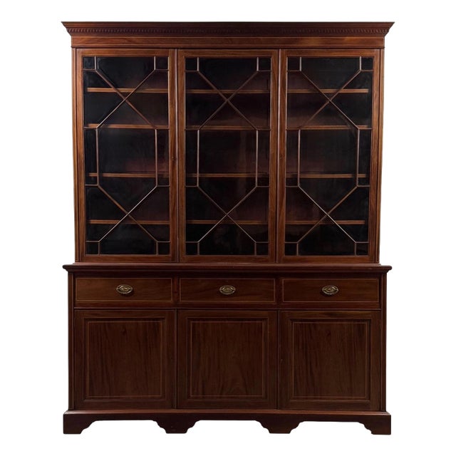 Large Antique 18th Century English Georgian Mahogany Bookcase For Sale