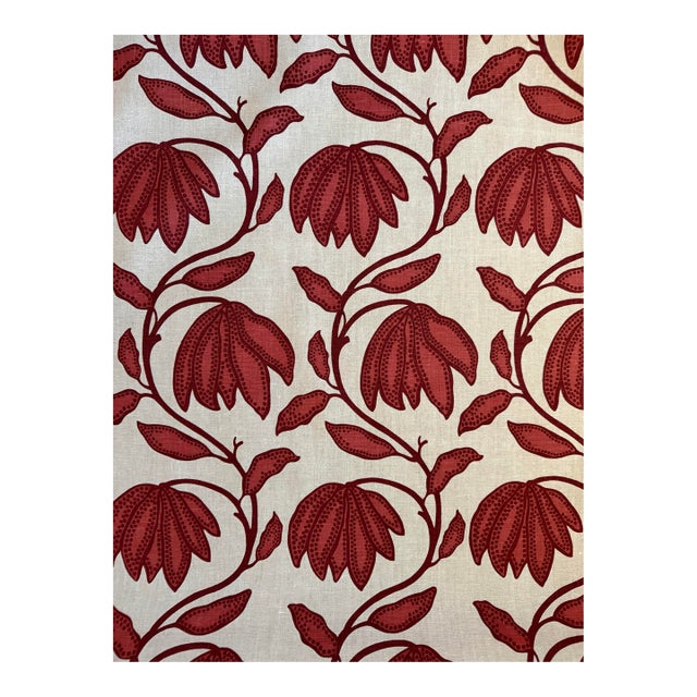 Desert Flower Sunbaked F912010 by Thibaut Fabric 4 1/2 Yards Handprint Linen For Sale