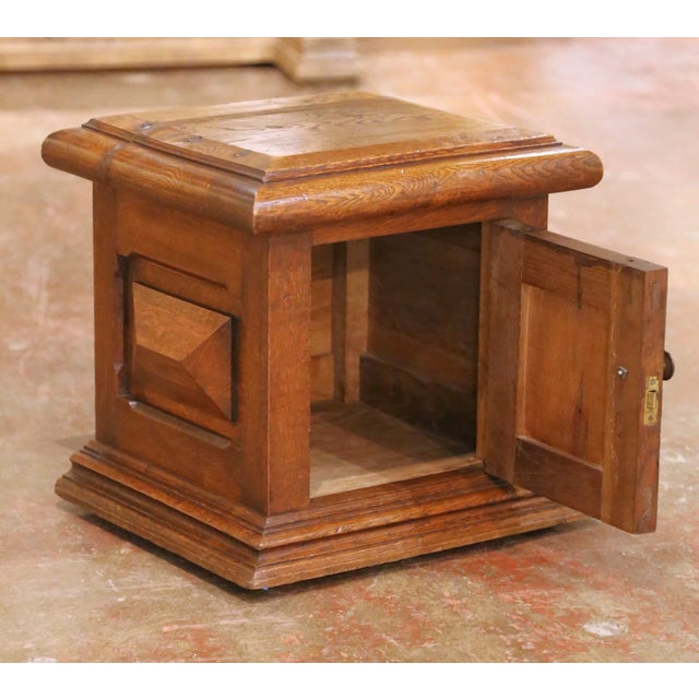 19th Century French Louis XIII Style Oak Pedestal Stand Cabinet For Sale - Image 4 of 10