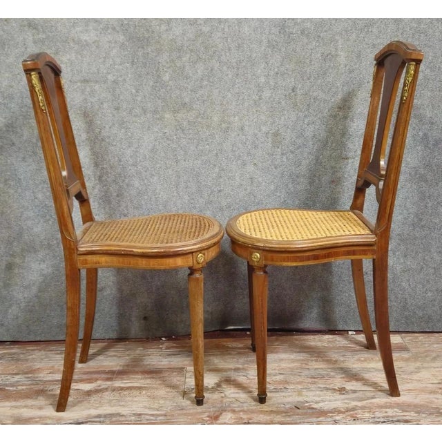 Antique Mahogany Chairs with Caning, Set of 2 For Sale - Image 4 of 6