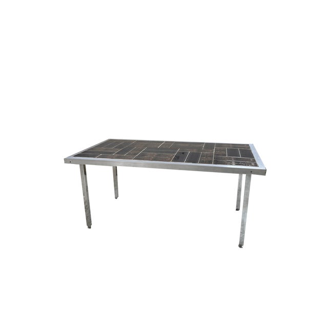 Chrome Coffee Table with Tiles, 1950s For Sale