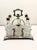 A beautiful antique or vintage condiment set featuring cut crystal or glass bottles housed in an elegant silver-plated...