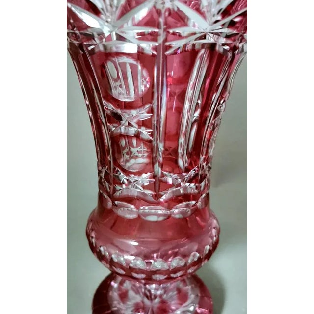 Biedermeier Style Bohemia Cut and Ground Red Crystal Vase, 1950 For Sale - Image 7 of 13