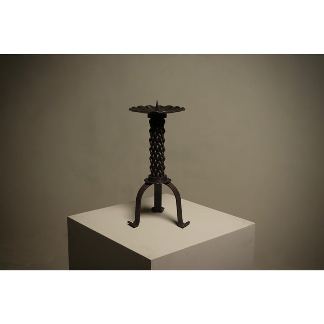 Mid-Century Modern Brutalist Sculptural Candleholder in Wrought Iron, 1960s For Sale - Image 3 of 10