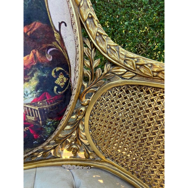 1950's Settee in French Louis XVI in Gold Leaf Beech and Tan Velvet