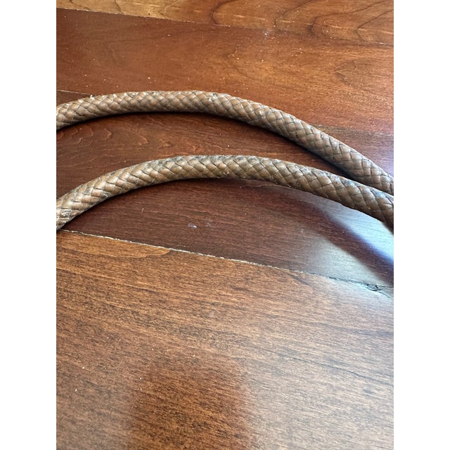 Vintage English 80” Braided Plaited Leather, Stainless Steel Equestrian Horse Rein For Sale - Image 10 of 16
