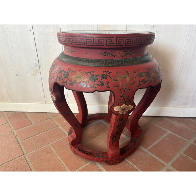 Mid 20th Century Mid 20th Century Red Painted Wood Garden Stool For Sale - Image 5 of 18