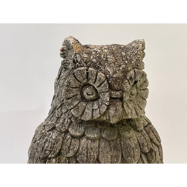 Mid-Century Modern Henri Studio Vintage Cast Concrete Owl Garden Statue For Sale - Image 3 of 13