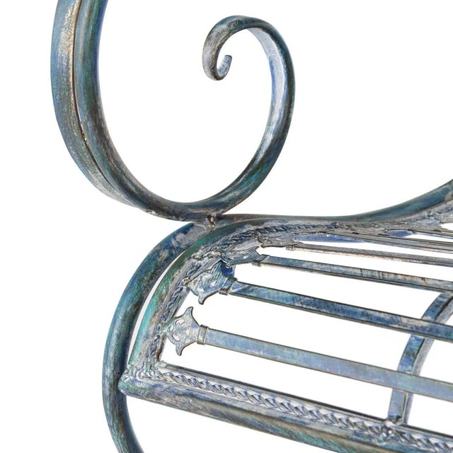 Metal Abner Bench - Mossy Blue For Sale - Image 7 of 10