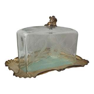 Antique Silverplate and Crystal Cheese Plate For Sale