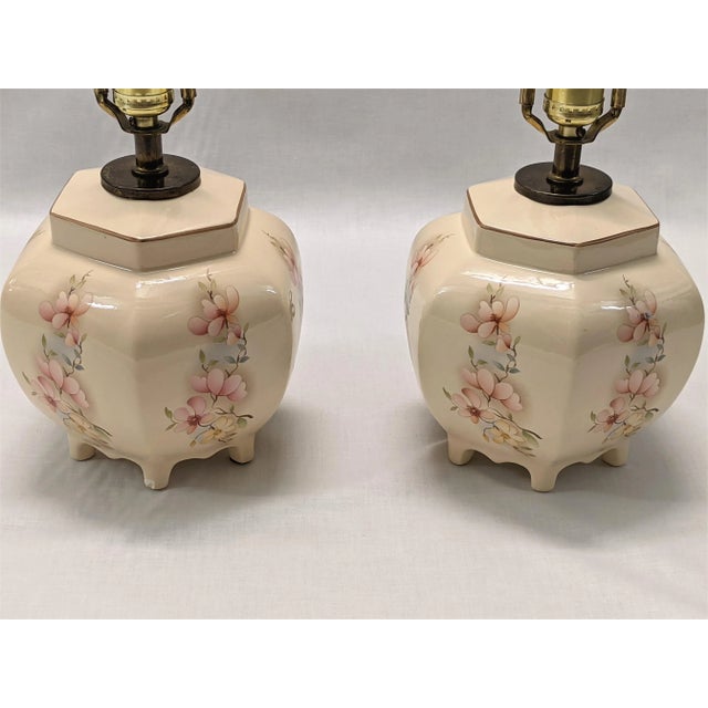 Mid-Century Petite Floral Lamps - a Pair For Sale - Image 4 of 11