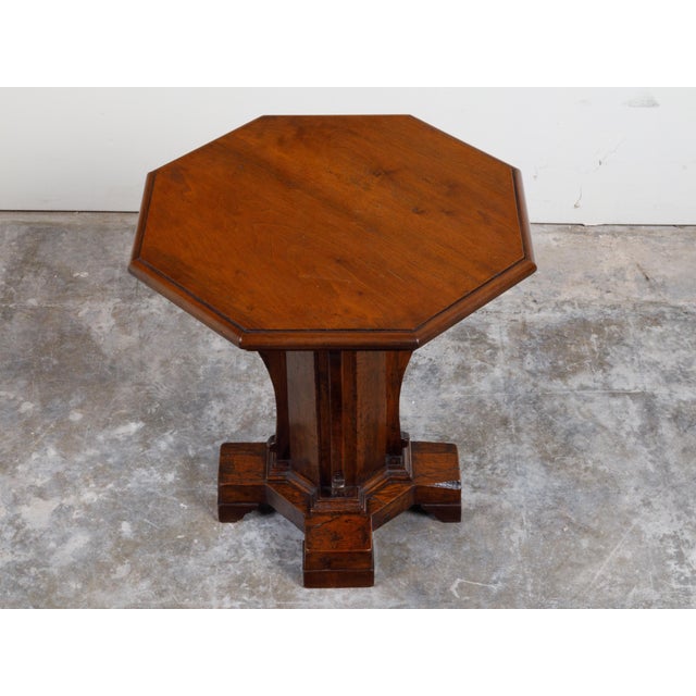 Italian 19th Century Walnut Side Table with Octagonal Top and Pedestal Base For Sale - Image 11 of 12