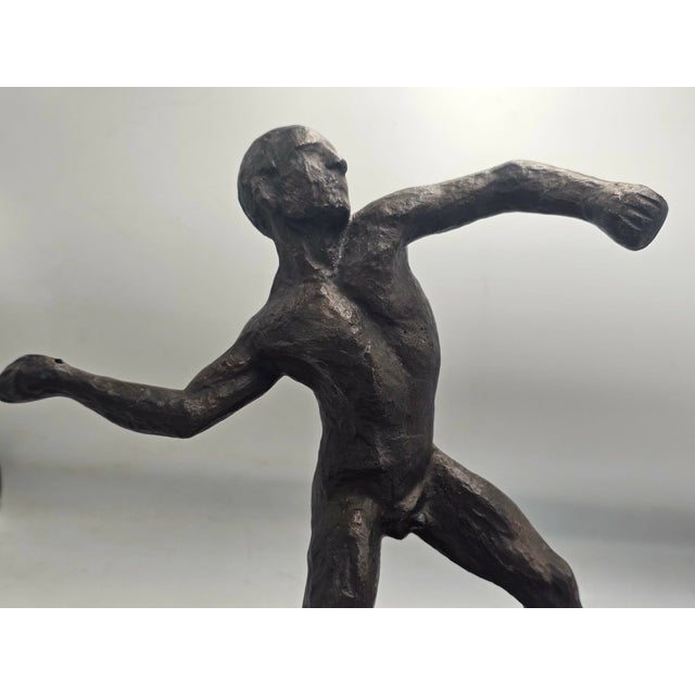 Gustav Janson, bronze figure, athlete, 1960s, dimensions: height 30 cm, width 28.5 cm, depth 14.5 cm.