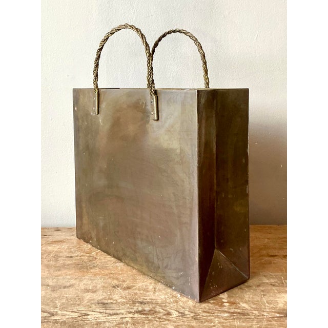 Vintage Boho Brass Shopping Bag After Gio Ponte For Sale - Image 10 of 11