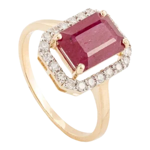 Ruby Halo Diamond Statement Ring Size 7