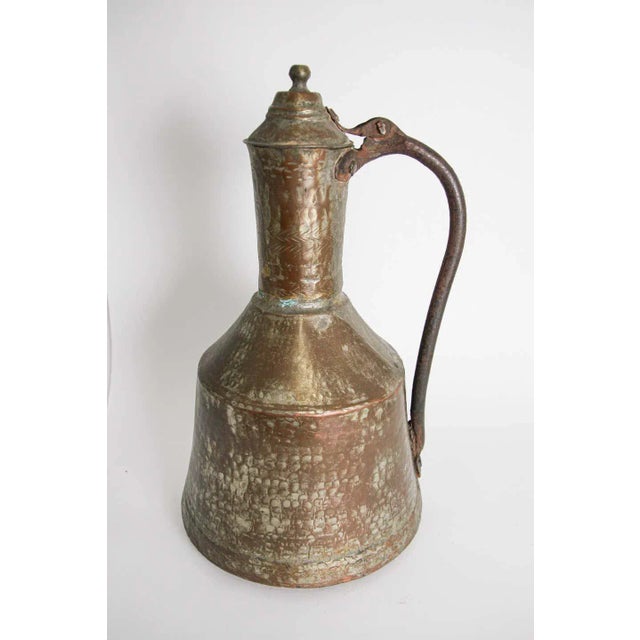 Antique Middle Eastern Persian Tinned Copper Ewer 19th Century For Sale - Image 10 of 13