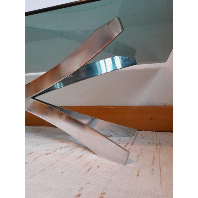 Space Age Coffee Table in Steel and Smoked Glass, 1970s For Sale - Image 4 of 10