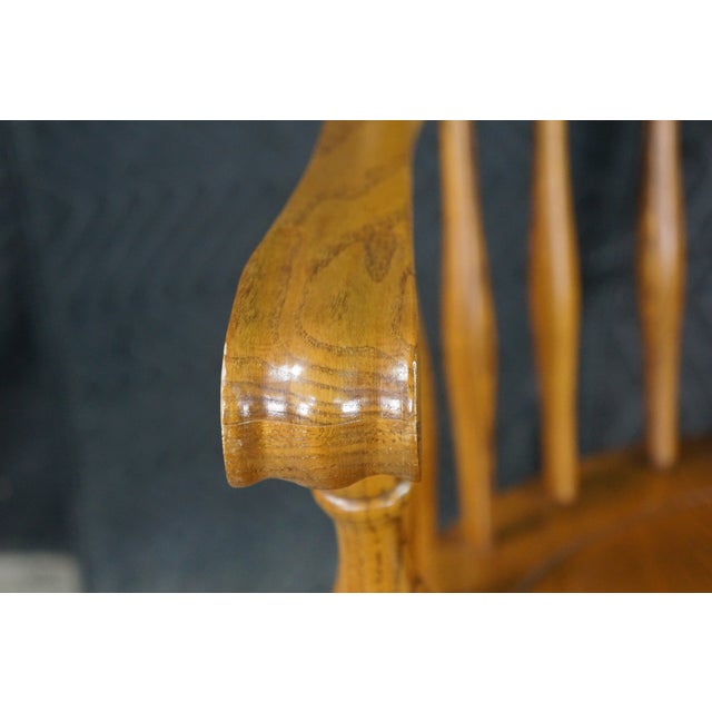 Wood Vintage Nichols & Stone Oak Windsor Rocking Chair Hoop Back Colonial Rocker For Sale - Image 7 of 17