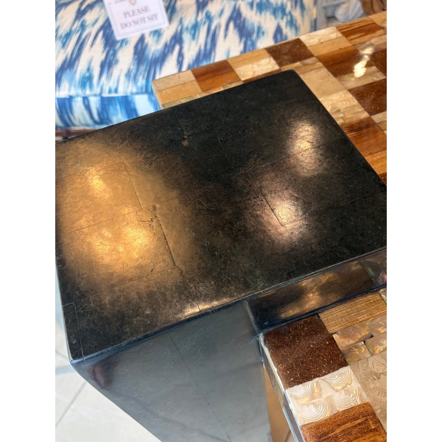 Contemporary Marquis Collection Beverly Hills Wall Mirror Stone Pen Coconut Shell Wood For Sale - Image 3 of 13