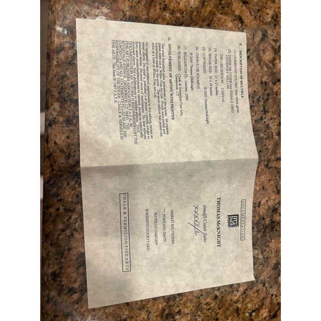 Cornflower Blue Thomas Frederick McKnight Amalfi Coast Suite: Positano Bath 2000 - Italy Limited Edition Print : Serigraph on Paper Size: 16x17 in | 41x43 Cm For Sale - Image 8 of 9