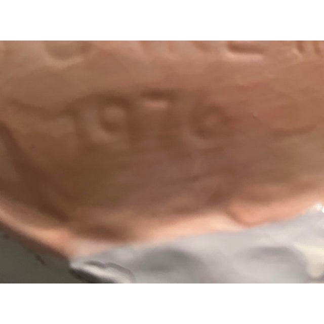 Peach 1976 Vintage Boho Glazed Ceramic Snail Garden Stool For Sale - Image 8 of 9