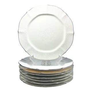Noritake “Chandon, Platinum” Set of 8 Bone China Salad Plates For Sale