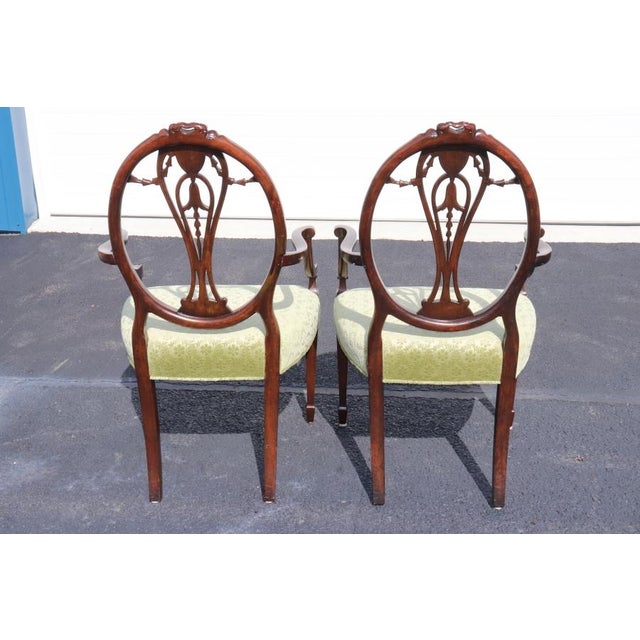 12 Adams Style Carved Mahogany Dining Chairs C. 1960's For Sale - Image 4 of 15