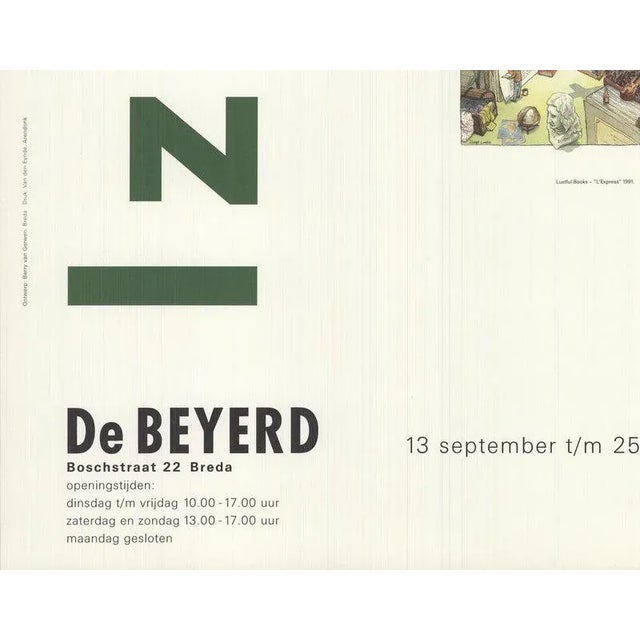 Contemporary 1992 Izhar Cohen 'De Beyerd' Contemporary Green,White Offset Lithograph For Sale - Image 3 of 4