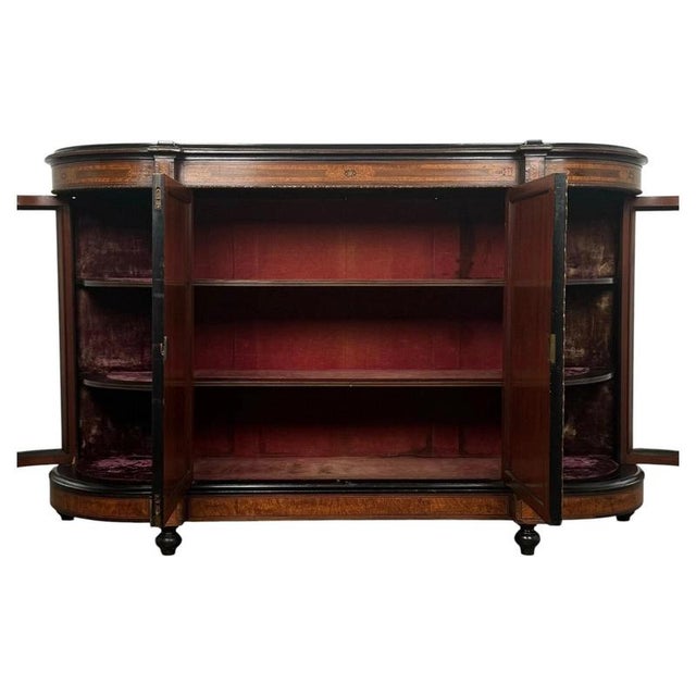 Wood 19th Century Victorian Burr Walnut Credenza For Sale - Image 7 of 11