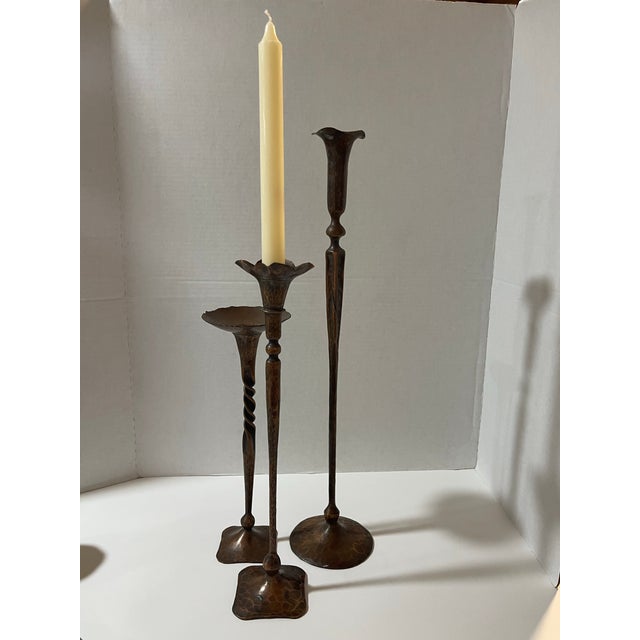 Hand Forged Copper Candle Holders From Hessel Studios For Sale In Chicago - Image 6 of 12
